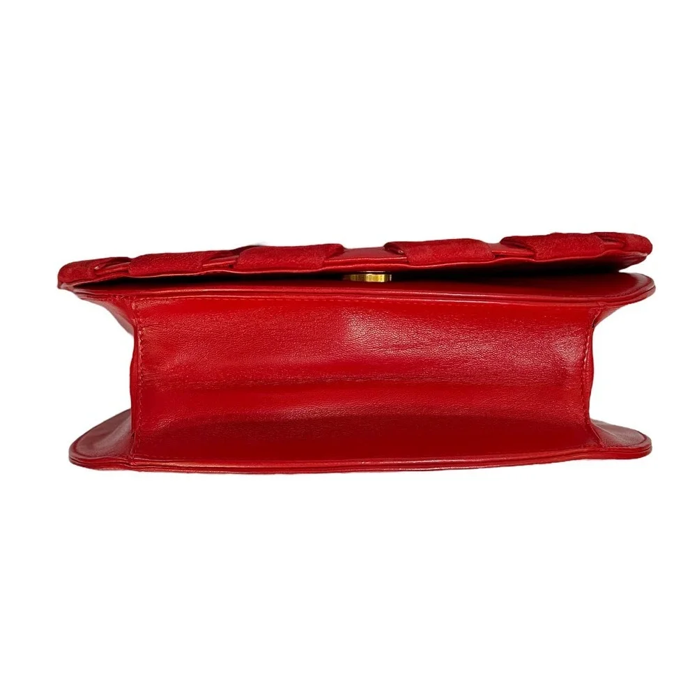 Valentino Garavani Vintage Red Leather Suede Whipstitch Luxury Saddle Bag - Picture 10 of 16